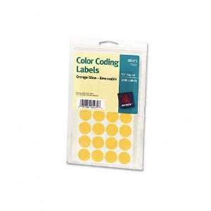 Print or Write Removable Color Coding Labels, 3/4in dia, Neon Orange 