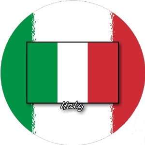    58mm Round Badge Style Keyring Italy Full Flag