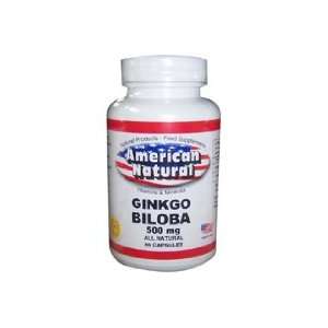  American Natural Ginkgo Biloba 500 mg 60 tabs Enhance 