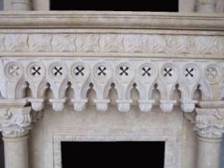 GOTHIC HAND CARVED TRAVERTINE FIREPLACE MANTEL HY051  