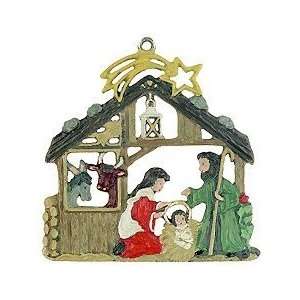  Nativity with Animals German Pewter Christmas Ornament 