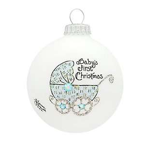  Baby Boy With Buggy First Christmas Glass Ornament