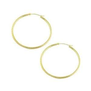  14K Yellow Gold Diamond Cut Hoop Earrings Katarina Jewelry