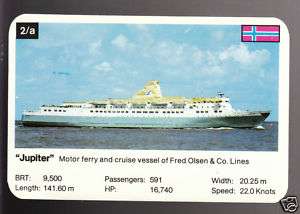 JUPITER Motor Ferry Ship Boat 1970S TOP TRUMPS CARD  