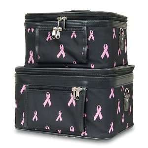 Travel Train Case   Cosmetic   Toiletry   2 Pc. Set, Breast Cancer 
