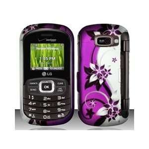 LG Octane VN530 Purple/Silver Vines Flower Design Snap On Hard Case 