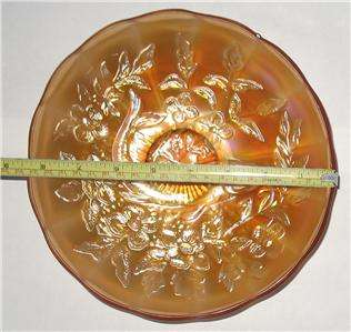 MILLERSBURG MARIGOLD CARNIVAL GLASS TROUT & FLY BOWL  