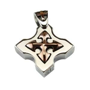  Golden Barbee Cross on a Royal Silver Pendant Jewelry
