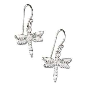   Sterling Silver Dainty Dragonfly Earrings on Shepherd Hooks. Jewelry
