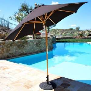   ft. Rotational Tilt Wood Patio Umbrella, Black Patio, Lawn & Garden