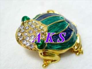Craft Frog Crystal Enamel Jewelry Trinket Box AA54  