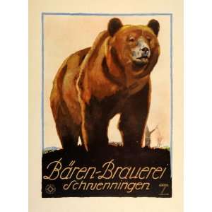 1926 Ludwig Hohlwein Baren Brauerei Bear Litho Poster 