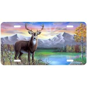 Buck Deer Hunting Art License Plate Car Auto Front Novelty Tag by Joe 