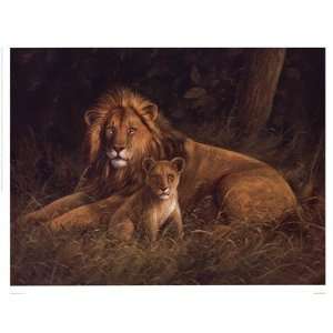  Lion And Cub Finest LAMINATED Print Kilian 17x13