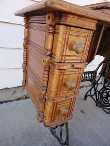 Antique Singer Oak Treadle Sewing Machine Cabinet  