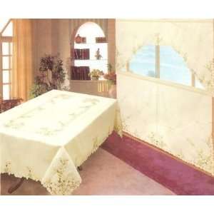  213 Artex Cut Work Emboidery 72x90 Table Cloth and 3pcs 
