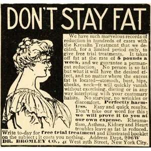  1908 Ad Dr Bromley Fat Kresslin Treatment Health Weight 