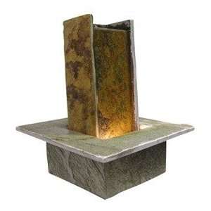  15H Natural Slate Stone Fountain with Light by Alpine 