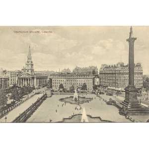  1910 Vintage Postcard Trafalgar Square London England 