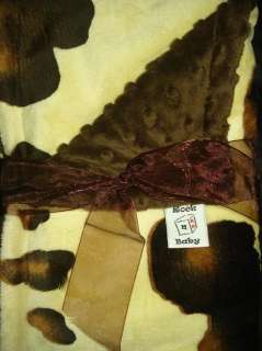 Minky Brown Cow & Brown Baby Blanket Mult. Sizes Avail  