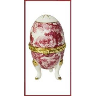 Baum Bros Formalities Red Laura Chintz Collection Porcelain Footed Egg 