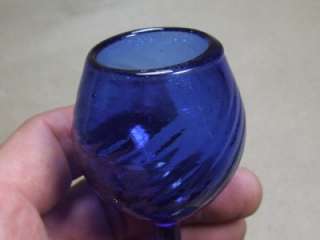 Vintage Avalos Mexico Hand Blown Glass Miniature Cobalt Blue Cordial 