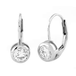    Silver 1 Cttw Cubic Zirconia Bazel Set Lever Back Earrings Jewelry