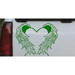 Heart With Wings Car Window Wall Laptop Decal Sticker    Dark Green 