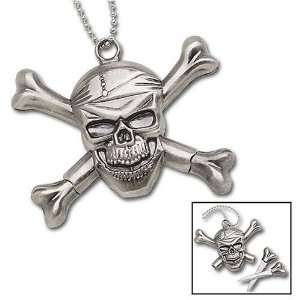 Pirate Skull Knife Necklace with 2 Bone Daggers  Sports 