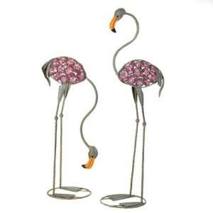  Modern Miami Style Glass Bead Art Iron Flamingo Statues 