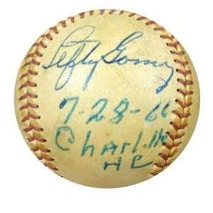  Autographed Lefty Gomez Baseball   1966 Charlotte Hornets 