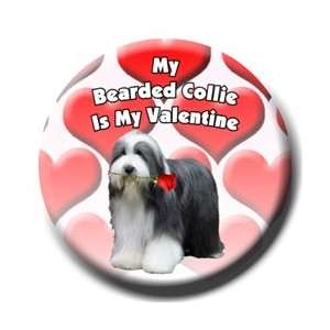  Bearded Collie Valentines Pin Badge 