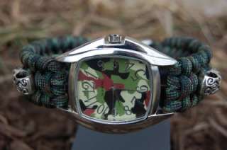 The ULTIMATE Paracord Survival Watch in Woodland Camo  