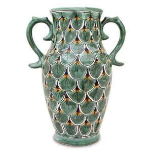  Talavera ceramic vase, Antique Jade