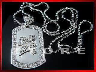 2PAC★Mens CZ DOGTAG Chain Necklace★ICED OUT★BLING★DT3 