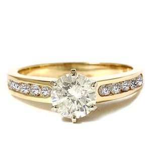 50CT (1CT Center) Genuine Diamond Engagement Ring Channel Set Yellow 