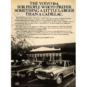 1971 Ad Volvo 164 6 Cylinder Engine Compare Cadillac 