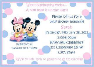 Personalized Baby Mickey&Minnie Baby Shower Invitations  