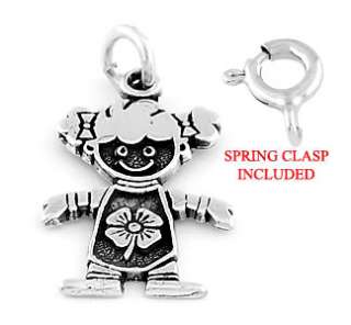 SILVER LUCKY GIRL W/CLOVER CHARM WITH SPRING RING CLASP  