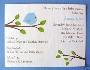 50 Little Birdie Baby Boy Shower Invitations  