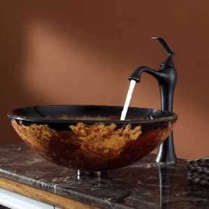    15000ORB Onyx Glass Vessel Sink and Ventus Faucet
