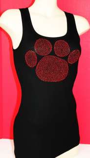 RHINESTONE RED PAW TANK TOP NEW MADE IN USA  