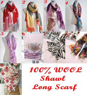 Brand TOP GRADE YLSH 100% WOOL Ultra Soft Fashion Printed Long Scarf 