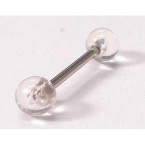  Gummy White/Clear Barbell Tongue Ring 