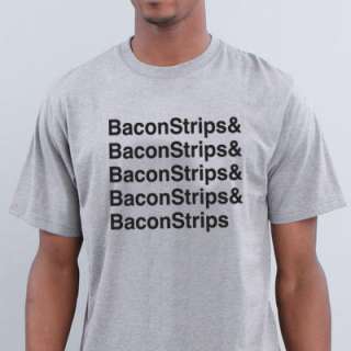 NEW BACON STRIPS epic tee Food meal Funny time T shirt GREY  