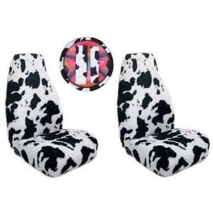  Cow Print 5 piece Highback Seat Covers / Steering Wheel 