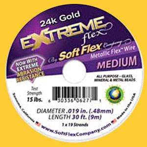 Soft Flex 24K Gold Extreme Beading Wire 30 Ft .019 Med  