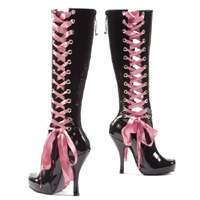 Heel Patent Knee Boot 4.5 w/ Pink Laces Penthouse  