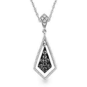  Silver 1/4ct TDW Natural Grey and White Diamond Necklace 
