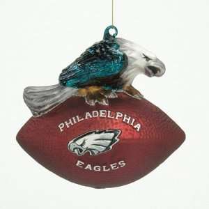  Philadelphia Eagles NFL Glass Mascot Football Ornament 6 